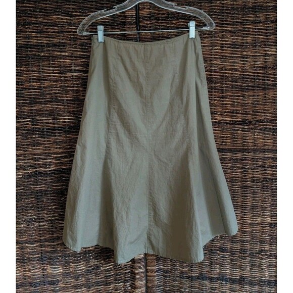 Western Peplum A-Line Lightweight Midi Skirt Women's 4 Tan Boho High Low Prairie - Picture 2 of 5